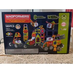 Magformers Deluxe Creative Play Set 120 Pc Magnetic Building Toy 40137 Complete
